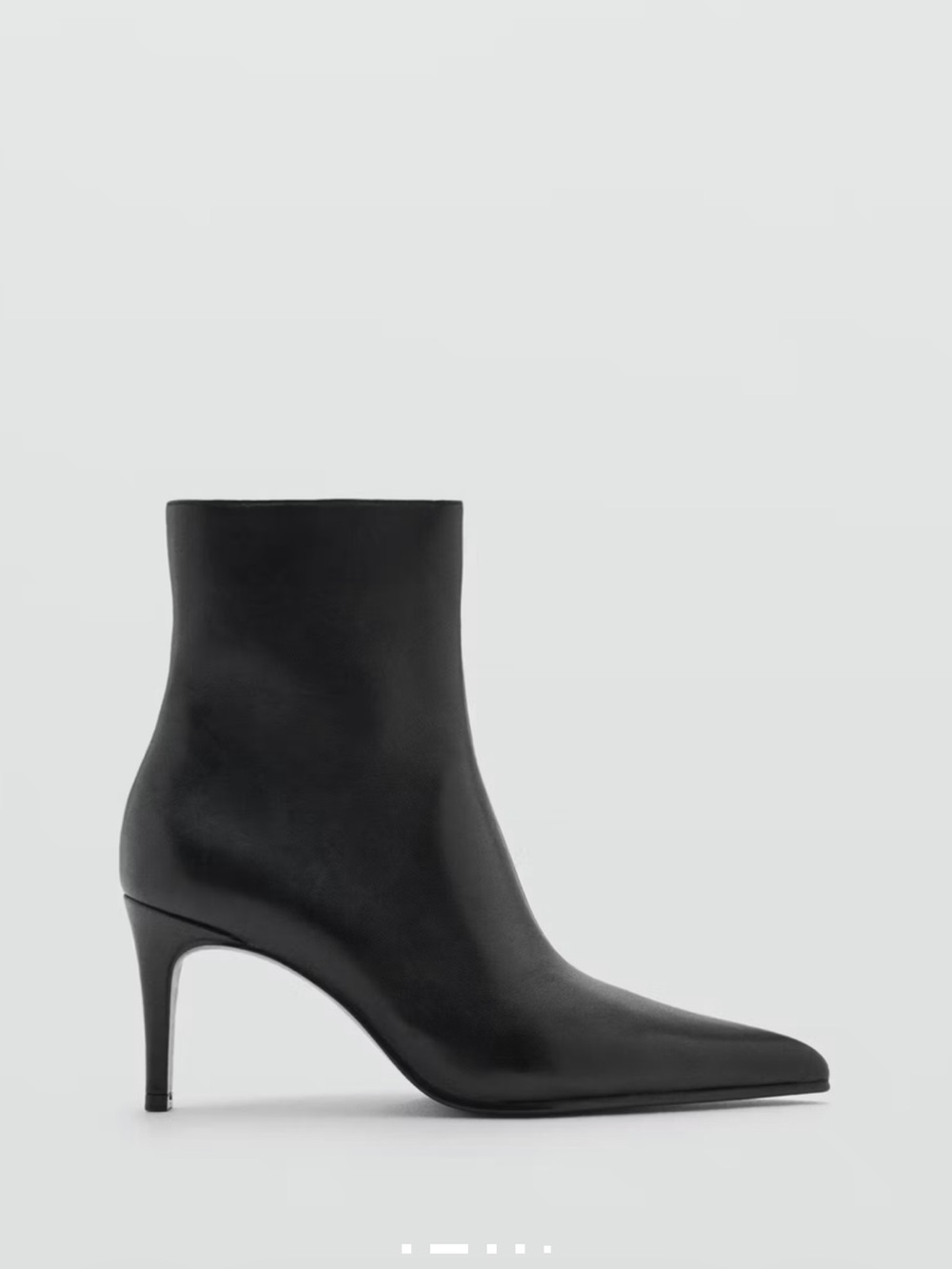 Mango Genuine Leather Black Women's Pointed-Toe Ankle Boot NWT